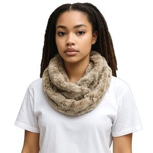Peace & Pearls Scarf Twisted Infinity Faux Fur Curly Plush SOFT